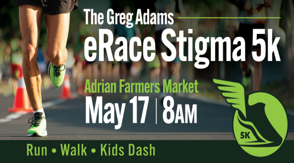 The Greg Adams eRace will be on Sunday, May 17th at 8am at the Adrian Farmer's Market.